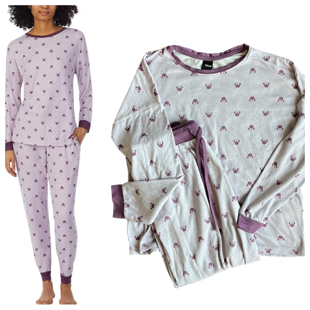 Disney Women's Character Cozy 2-Piece Pajama Set (Purple Minnie Mouse